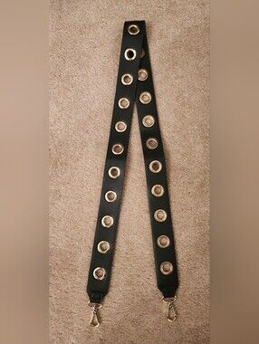 Black Strap with Gold Grommet/Eyelet Accents